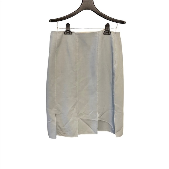 Akris Wool Blend Collarless Knee Length Split Hem Skirt Blazer Two Piece Suit - Picture 12 of 12